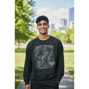 Vintage‎ Lee Heavyweight Embroidered Wolf Sweatshirt Crown Prince Large